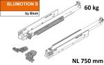 MOVENTO mit BLUMOTION S, Vollauszug für Holzschubkasten, 60 kg, NL=750mm, mit Kupplungen, für TIP-ON-Blumotion, 766H7500S
